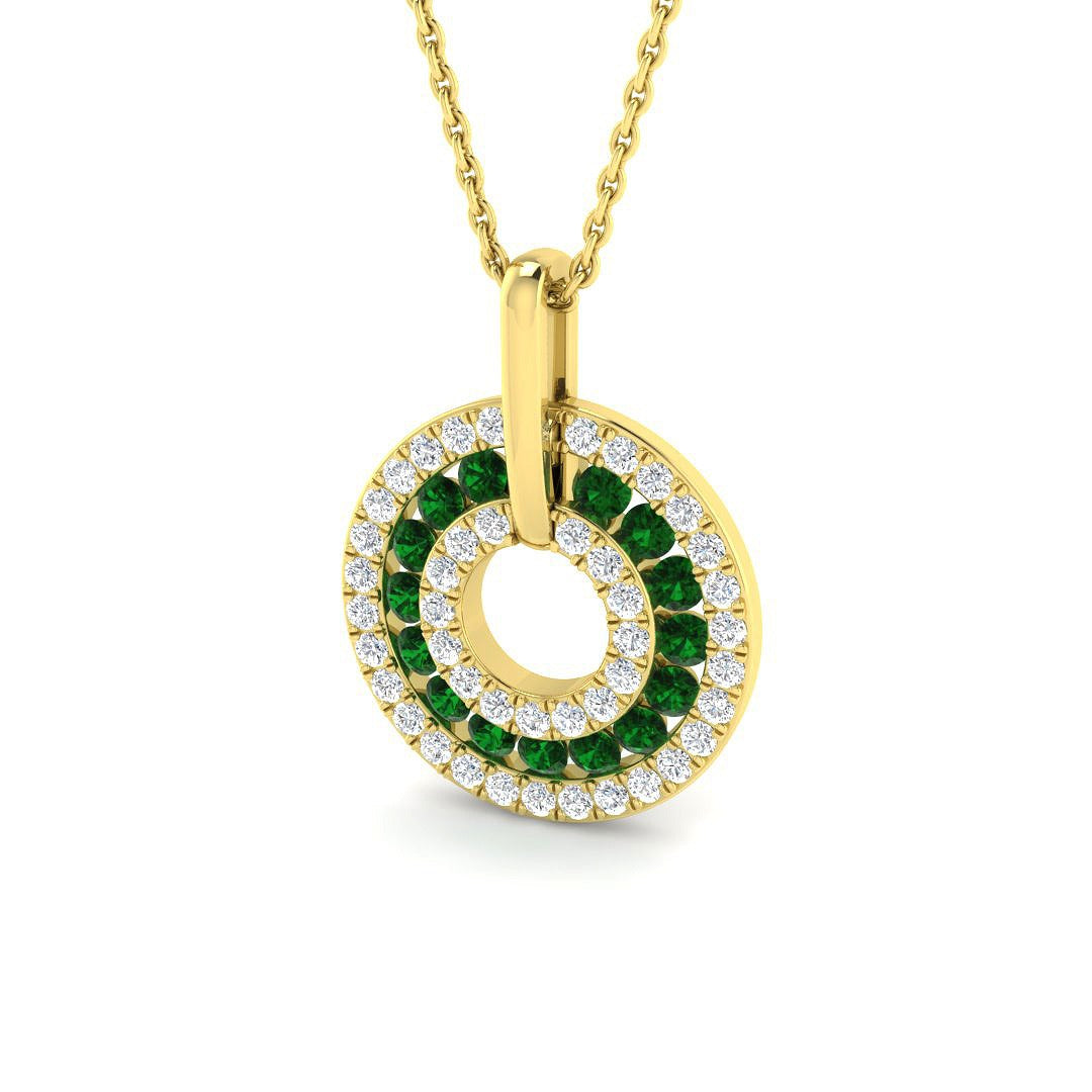 Emerald Circle Diamond Pendant in Gold Without Chain