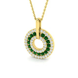 Emerald Circle Diamond Pendant in Gold Without Chain