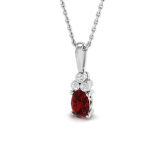 9ct White Gold 0.63ct Natural Ruby Pendant with Diamonds