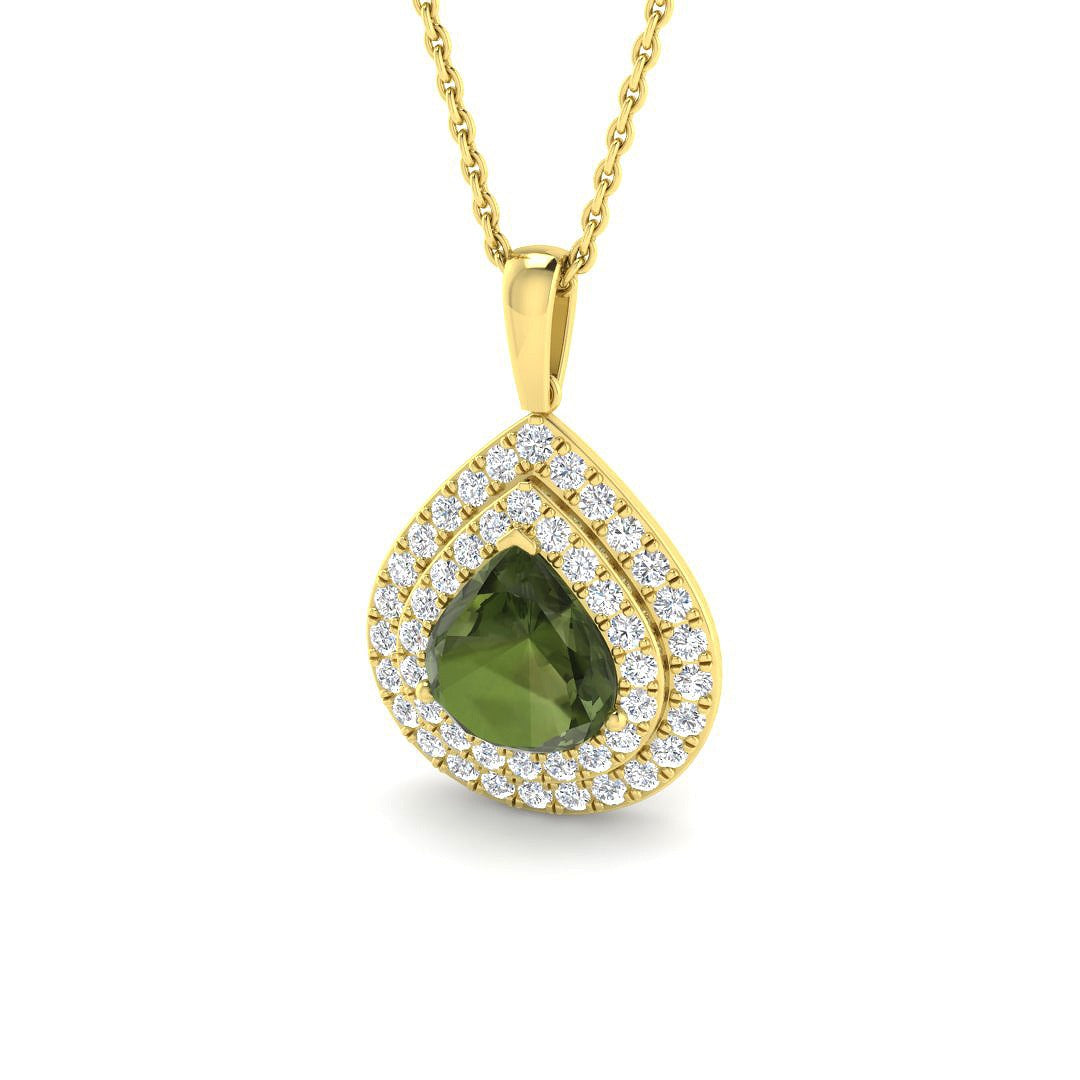 Green Tourmaline Diamond Pendant 2ct Gold – Lab-Grown & Natural