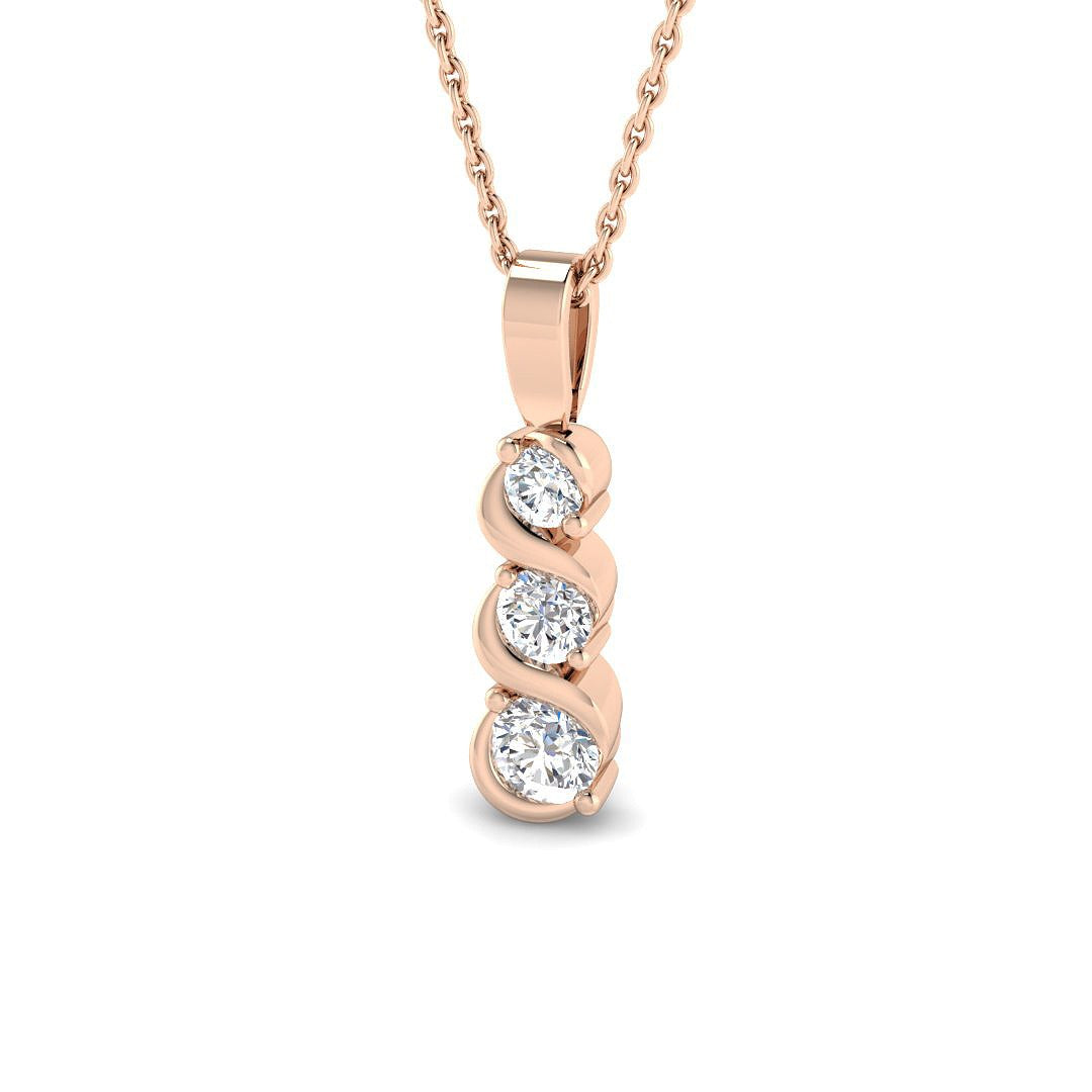 Lab Grown Diamond Curved Drop Pendant Necklace Multi Stone Design Without Chain