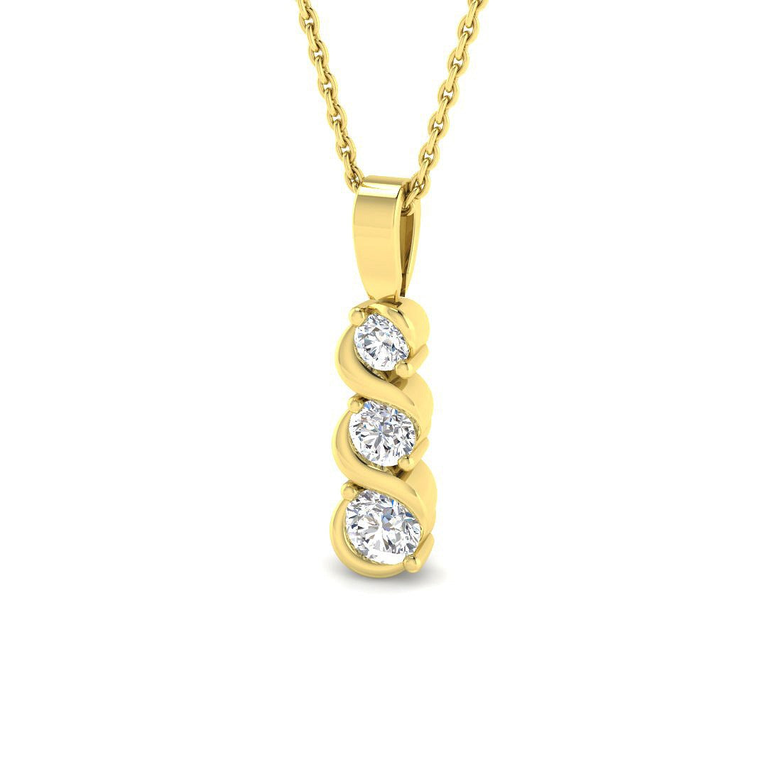 Lab Grown Diamond Curved Drop Pendant Necklace Multi Stone Design Without Chain