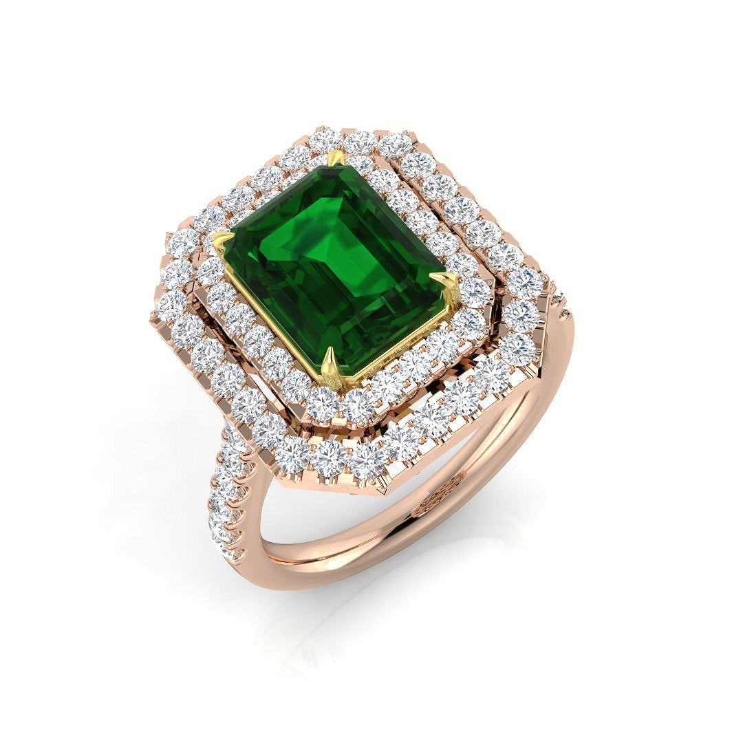 Diamond Sunbury Emerald Ring | 3.5ct | Hallmarked Gold & Platinum