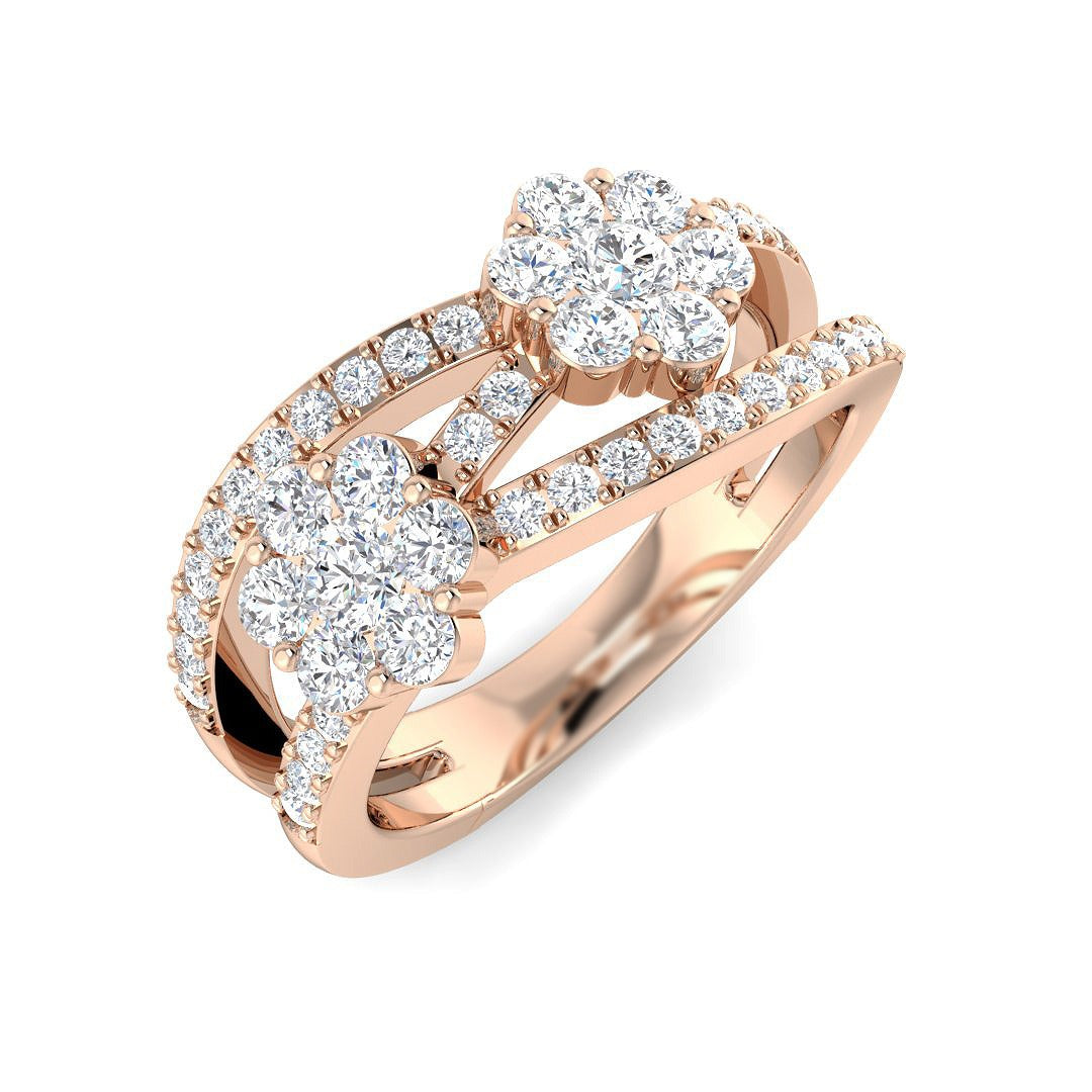 Double Cluster Diamond Ring 0.75ct | UK Hallmarked