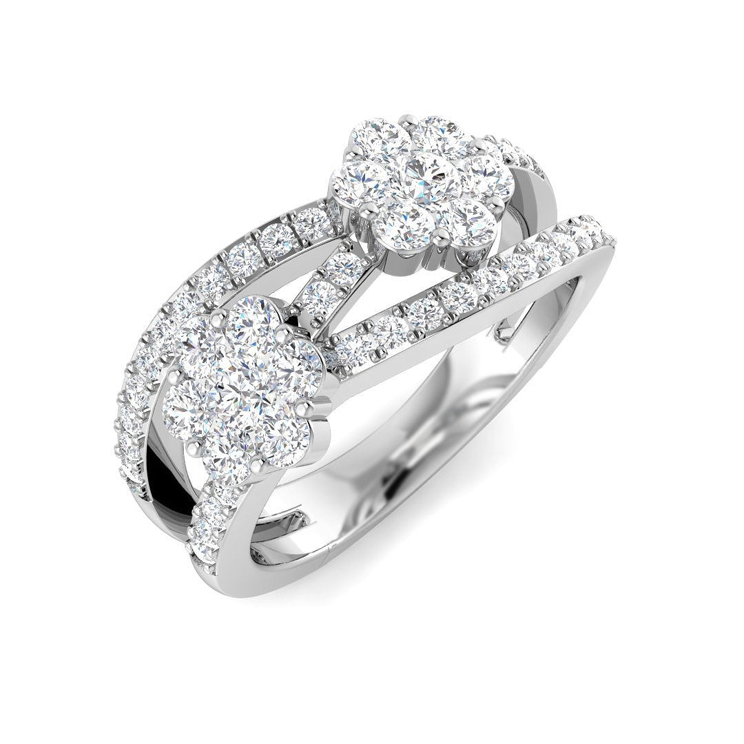 Double Cluster Diamond Ring 0.75ct | UK Hallmarked