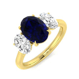 Sapphire Trilogy Ring with Diamond Side Stones