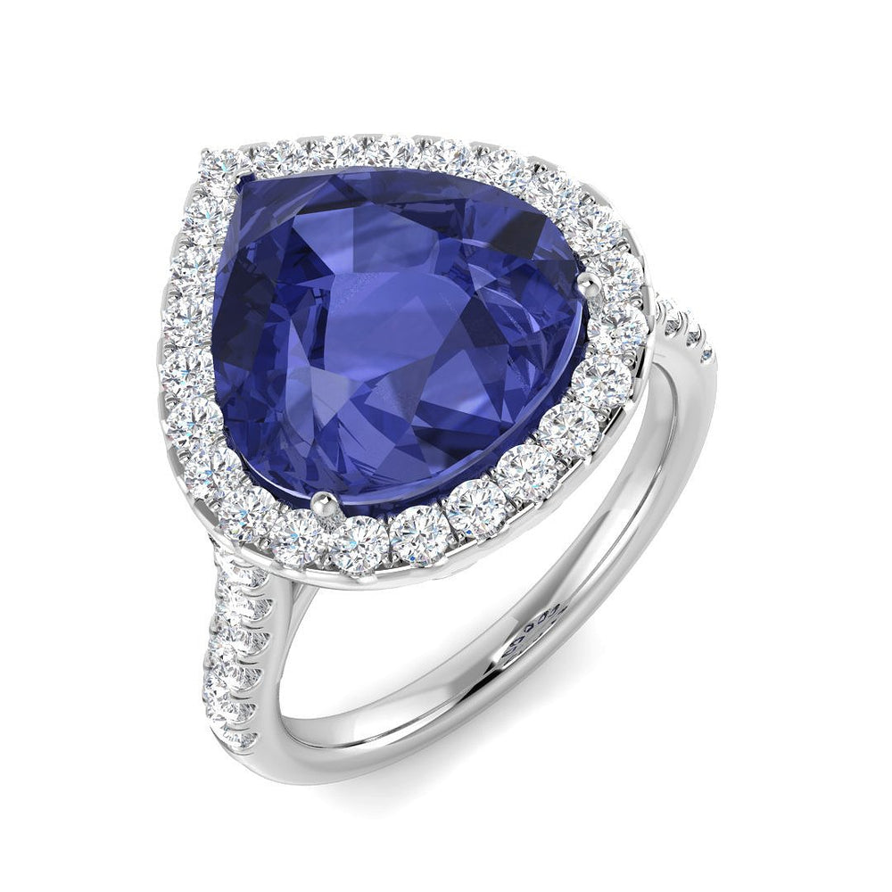 Pear Tanzanite Diamond Cocktail Ring in White Gold