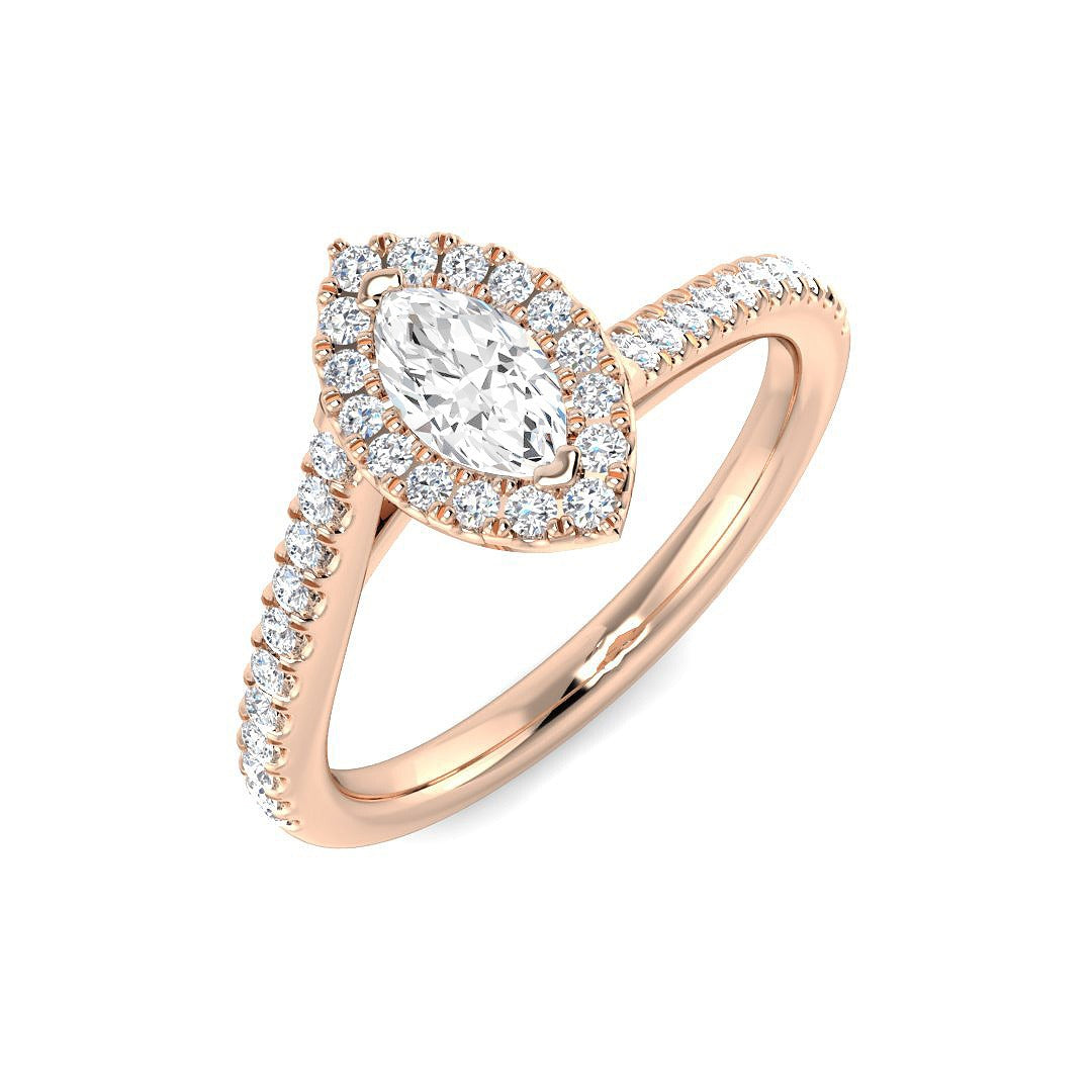Marquise Cut Diamond Halo Engagement Ring | 0.50ct | Hallmarked Gold & Platinum