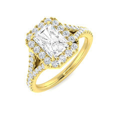 1.60Carat D-E/VS Lab Grown Diamond Halo Engagement Ring 18k Yellow Gold Ready To Ship