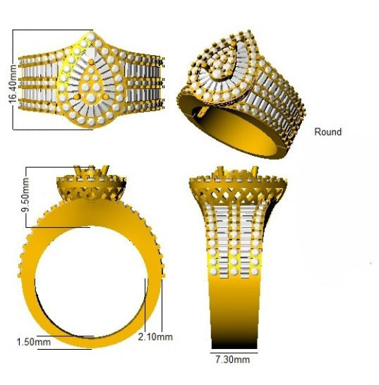 Pear & Baguette and Round Diamond Bridal Ring.