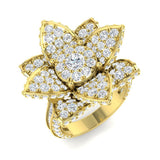 Floral Diamond Statement Ring 4ct Designer Petal UK Hallmarked