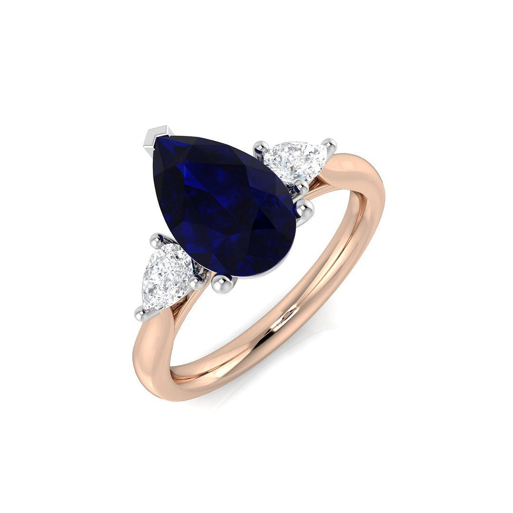 Pear Cut Sapphire Trilogy Ring