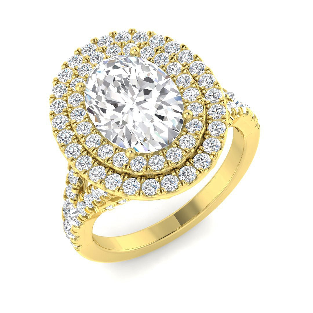 3.30Carat D-E/VS Lab Grown Diamond Halo Engagement Ring 9k Yellow Gold Ready To Ship