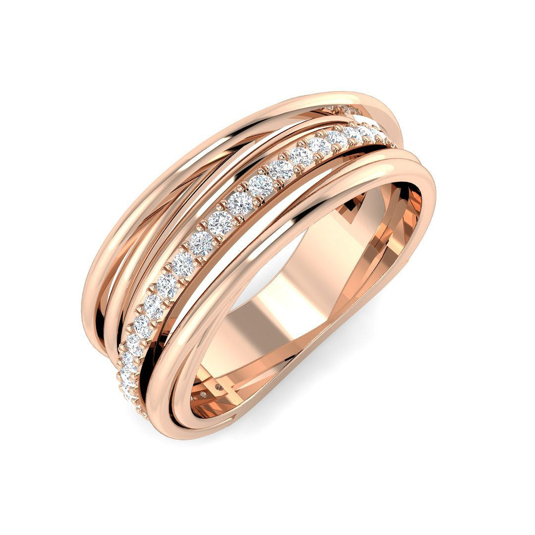 Stunning Triple Band Design Fancy Ring | 0.25ct | Hallmarked Gold & Platinum
