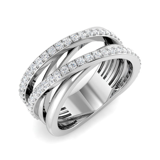 Diamond Crisscross Band Fancy Ring | 0.75ct | Hallmarked Gold & Platinum
