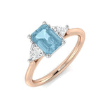 Aquamarine Ring with Trillion Diamond Side Stones