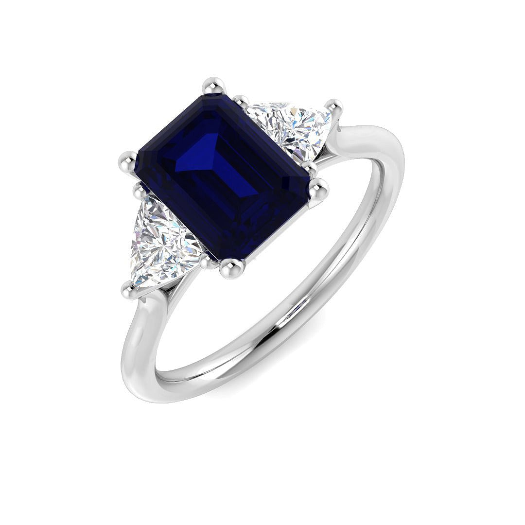 Emerald Cut Blue Sapphire Ring