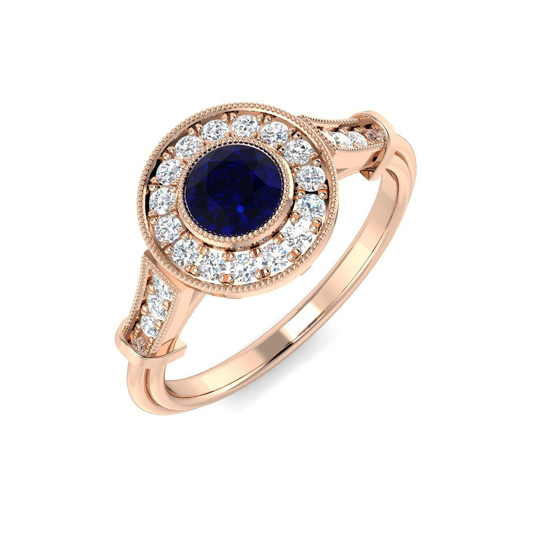Diamond Tobbribge Blue Sapphire Ring | 0.75ct