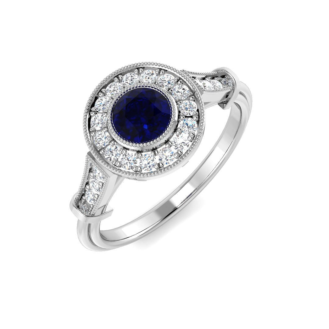 Diamond Tobbribge Blue Sapphire Ring | 0.75ct
