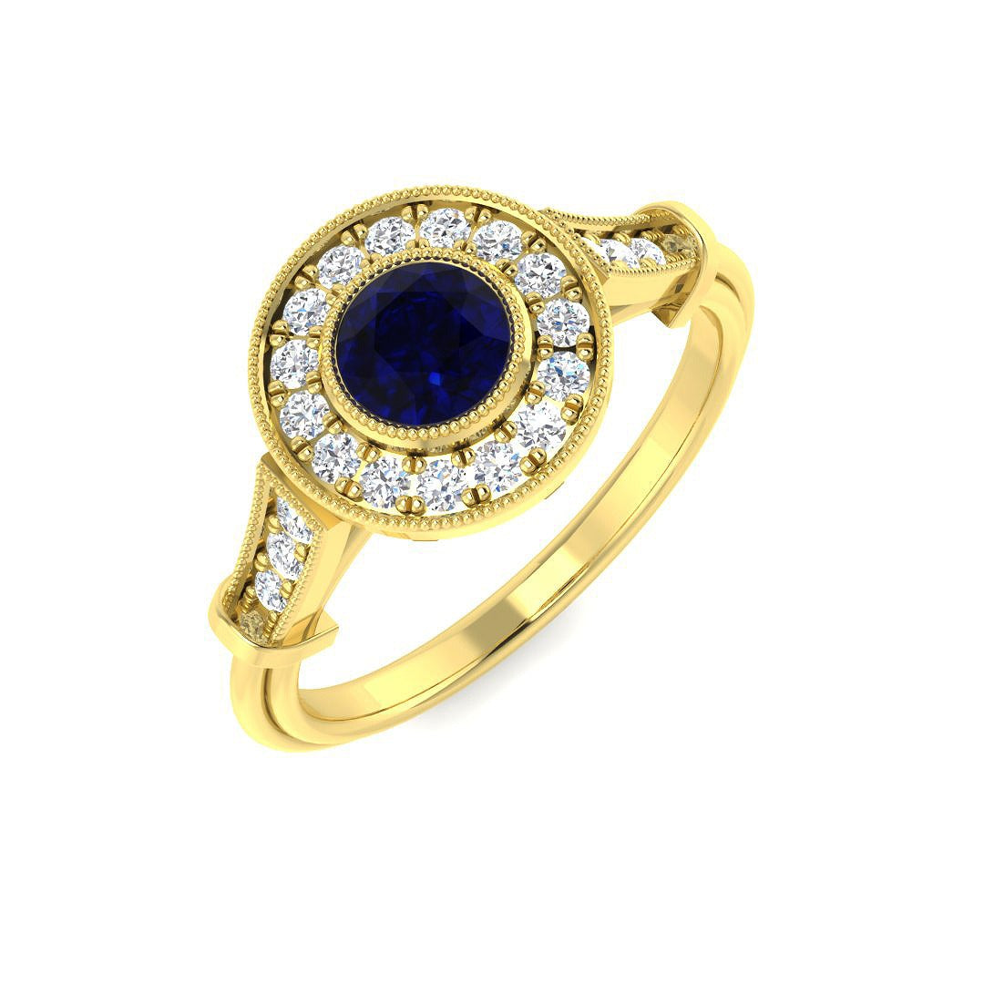 Diamond Tobbribge Blue Sapphire Ring | 0.75ct