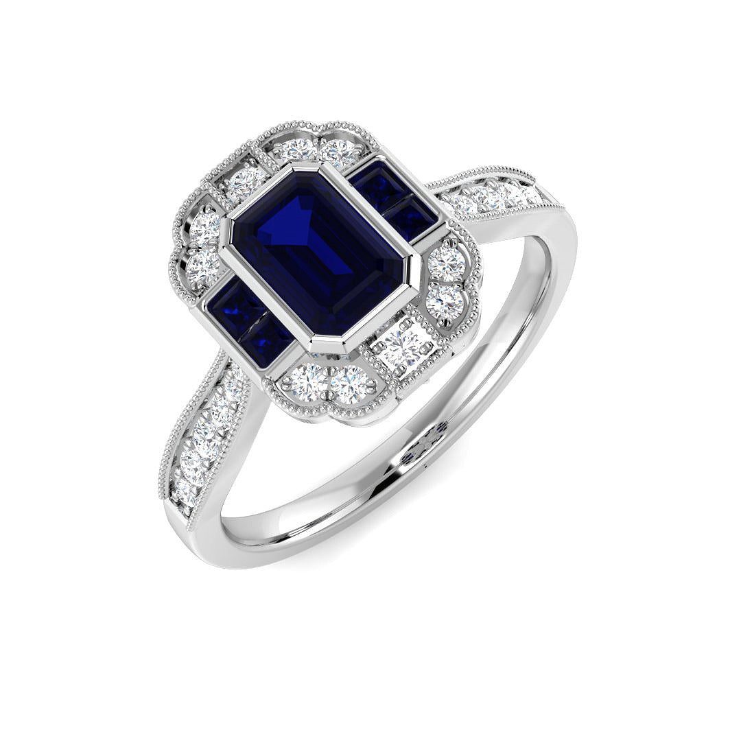 Diamond ktocktob Blue Sapphire Ring | 0.75ct - 1ct