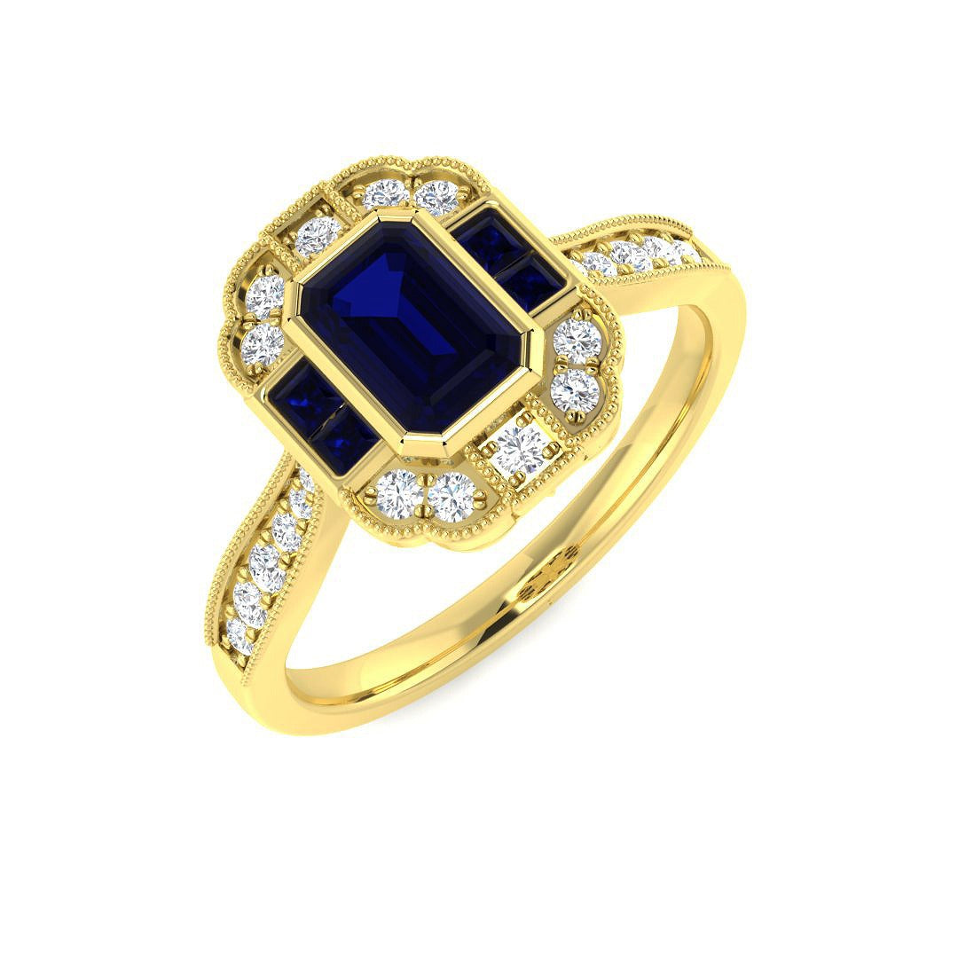 Diamond ktocktob Blue Sapphire Ring | 0.75ct - 1ct