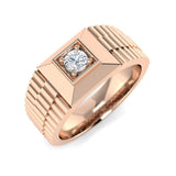 Classic Ribbed Diamond Signet Ring | 0.25ct | Hallmarked Gold