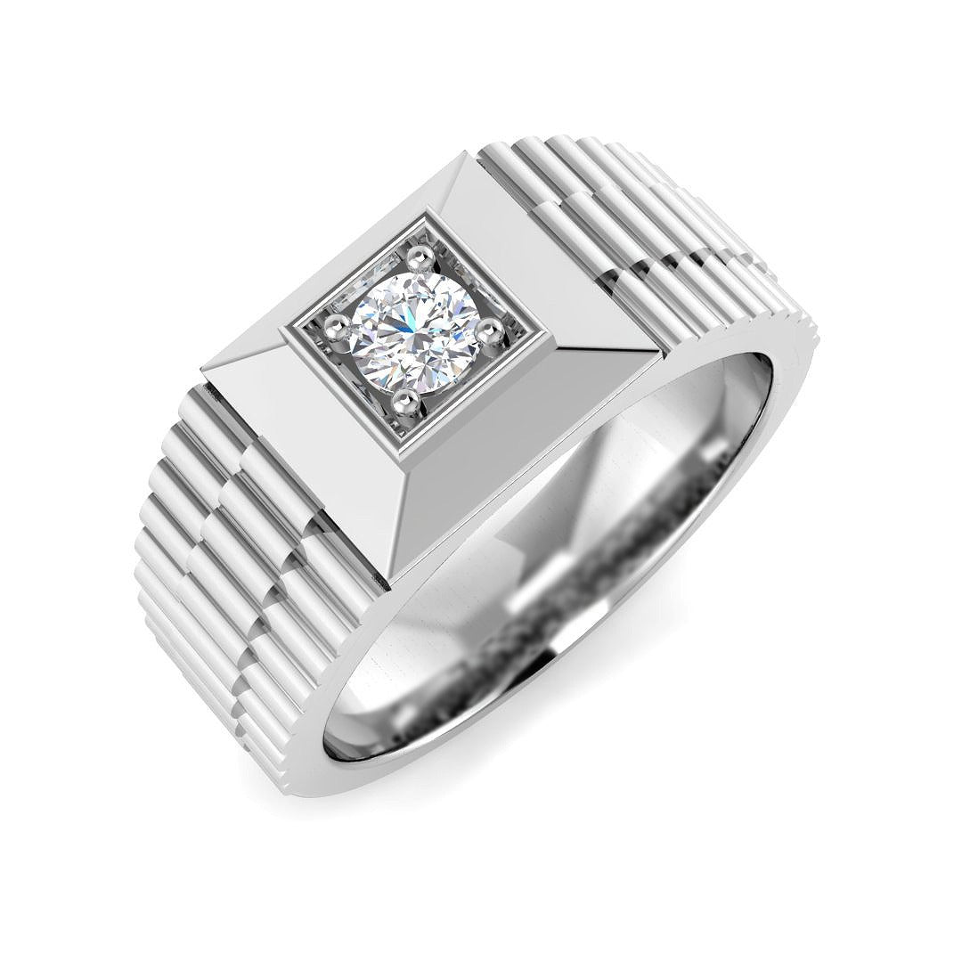 Classic Ribbed Diamond Signet Ring | 0.25ct | Hallmarked Gold