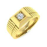 Classic Ribbed Diamond Signet Ring | 0.25ct | Hallmarked Gold