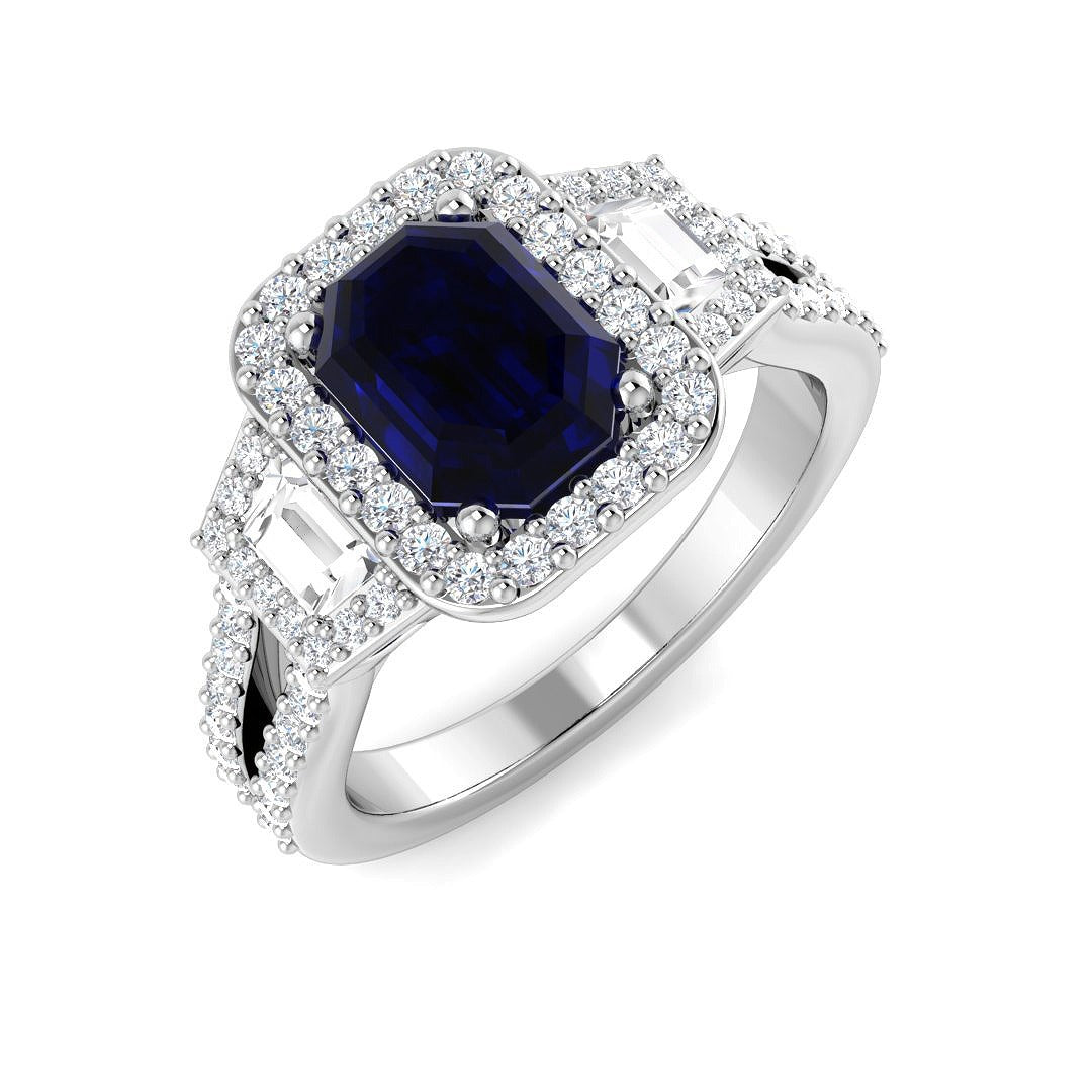 Diamond Kismarbock Blue Sapphire Ring | 2.75ct