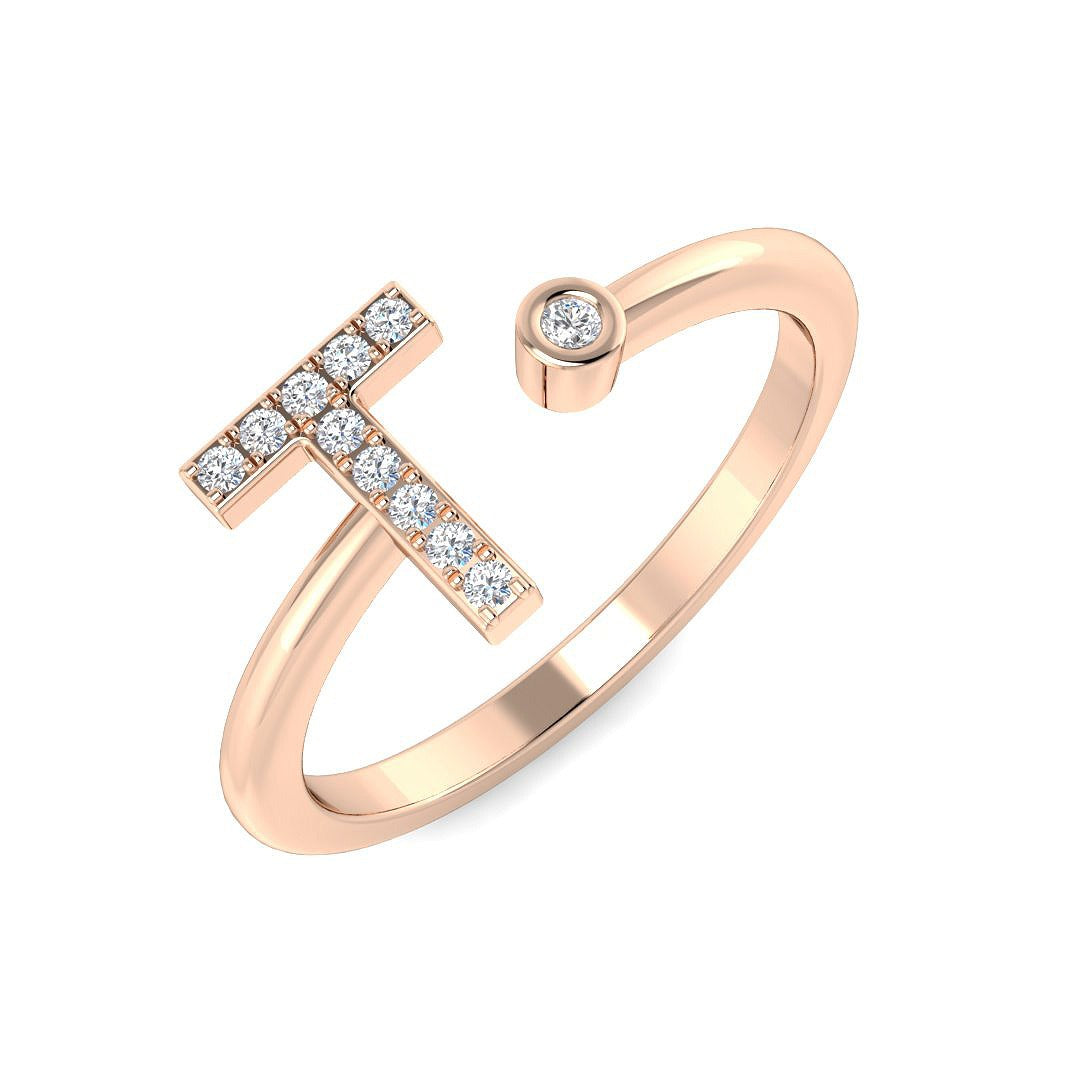 Diamond Aberyktwyth Initials Ring | 0.1ct | Hallmarked Gold & Platinum