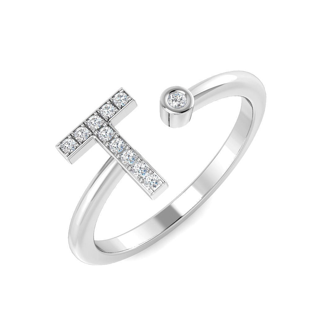 Diamond Aberyktwyth Initials Ring | 0.1ct | Hallmarked Gold & Platinum