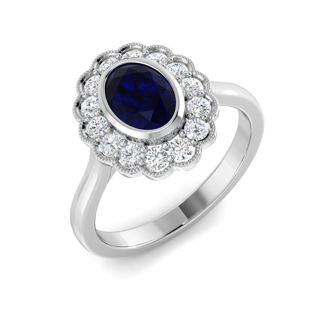 Diamond Harpebbeb Blue Sapphire Ring | 1.5ct