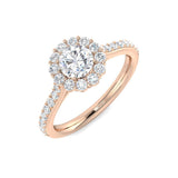 Round Diamond Halo Engagement Ring with Pavé Band | 1.00ct | Hallmarked Gold & Platinum