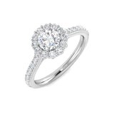 Round Diamond Halo Engagement Ring with Pavé Band | 1.00ct | Hallmarked Gold & Platinum