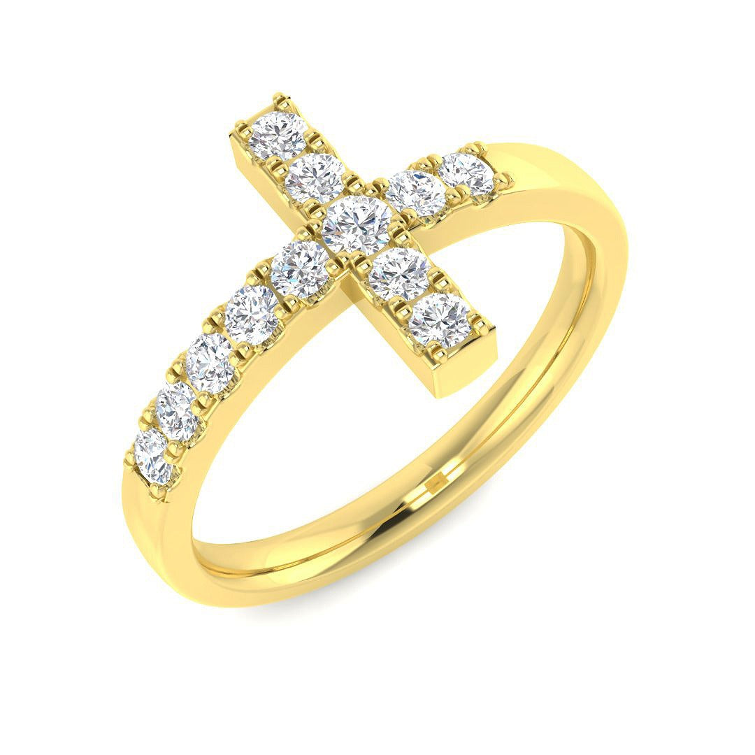 Sparkling Cross Diamond Ring | Lab-Grown or Natural Diamonds