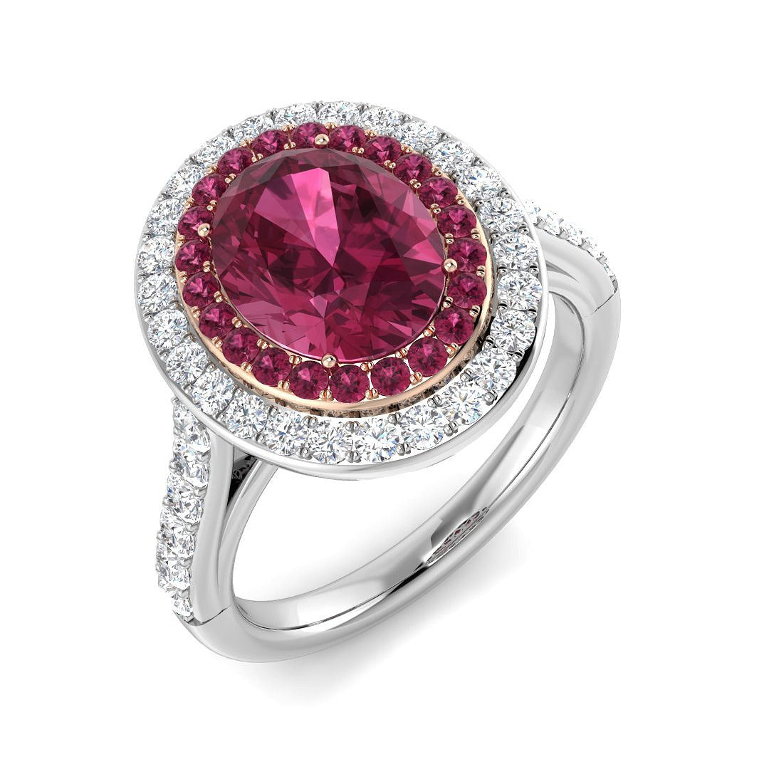 Pink Tourmaline Halo Ring