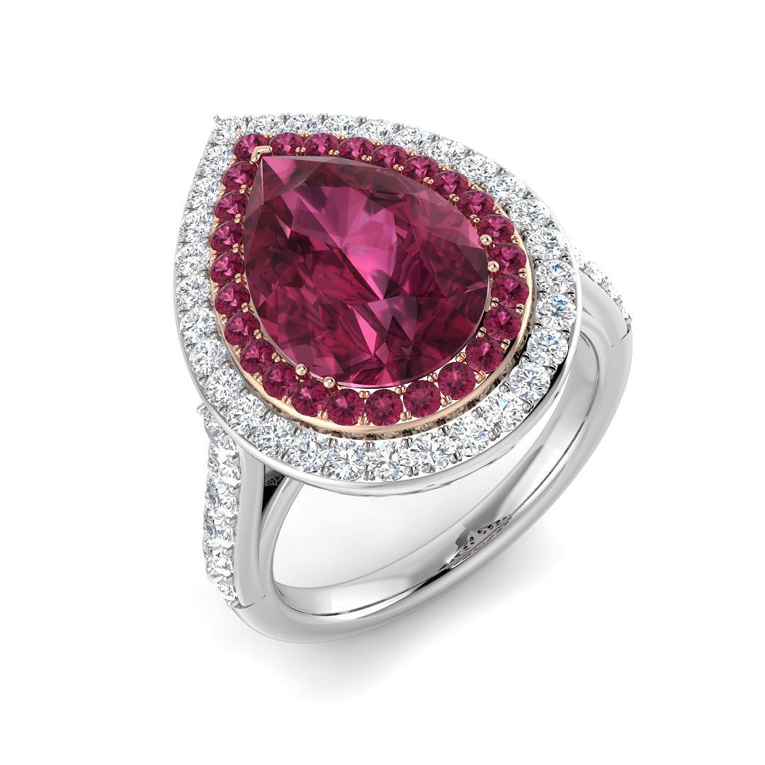 Pink Tourmaline Halo Ring