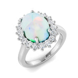 Diamond Ekher Opal Ring | 1.75ct - 2.25ct | Hallmarked Gold & Platinum
