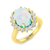 Diamond Ekher Opal Ring | 1.75ct - 2.25ct | Hallmarked Gold & Platinum