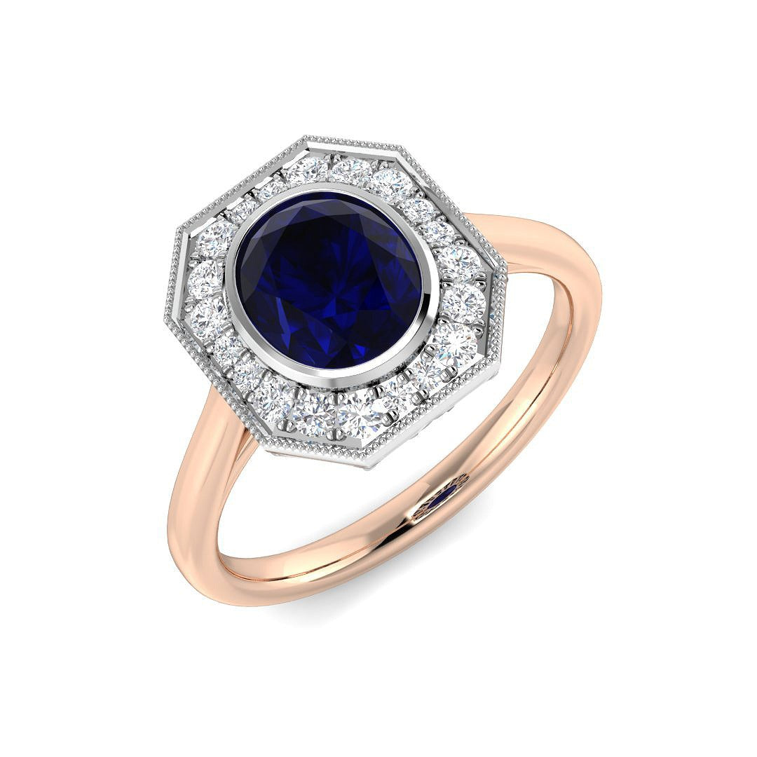 Diamond Barobk Blue Sapphire Ring | 1.25ct - 1.75ct