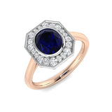 Diamond Barobk Blue Sapphire Ring | 1.25ct - 1.75ct