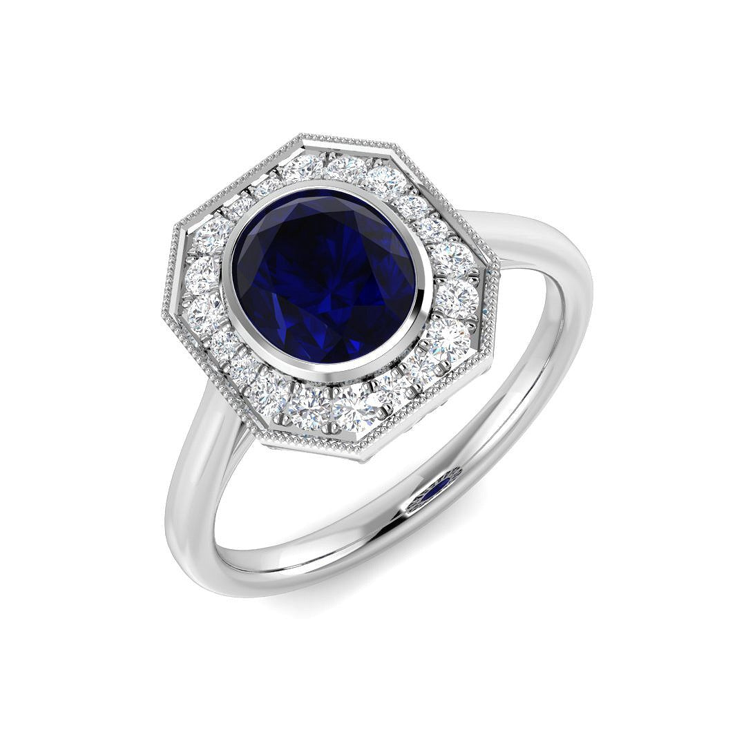 Diamond Barobk Blue Sapphire Ring | 1.25ct - 1.75ct