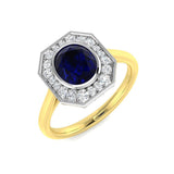 Diamond Barobk Blue Sapphire Ring | 1.25ct - 1.75ct