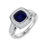 Diamond Effibgham Blue Sapphire Ring | 2.5ct