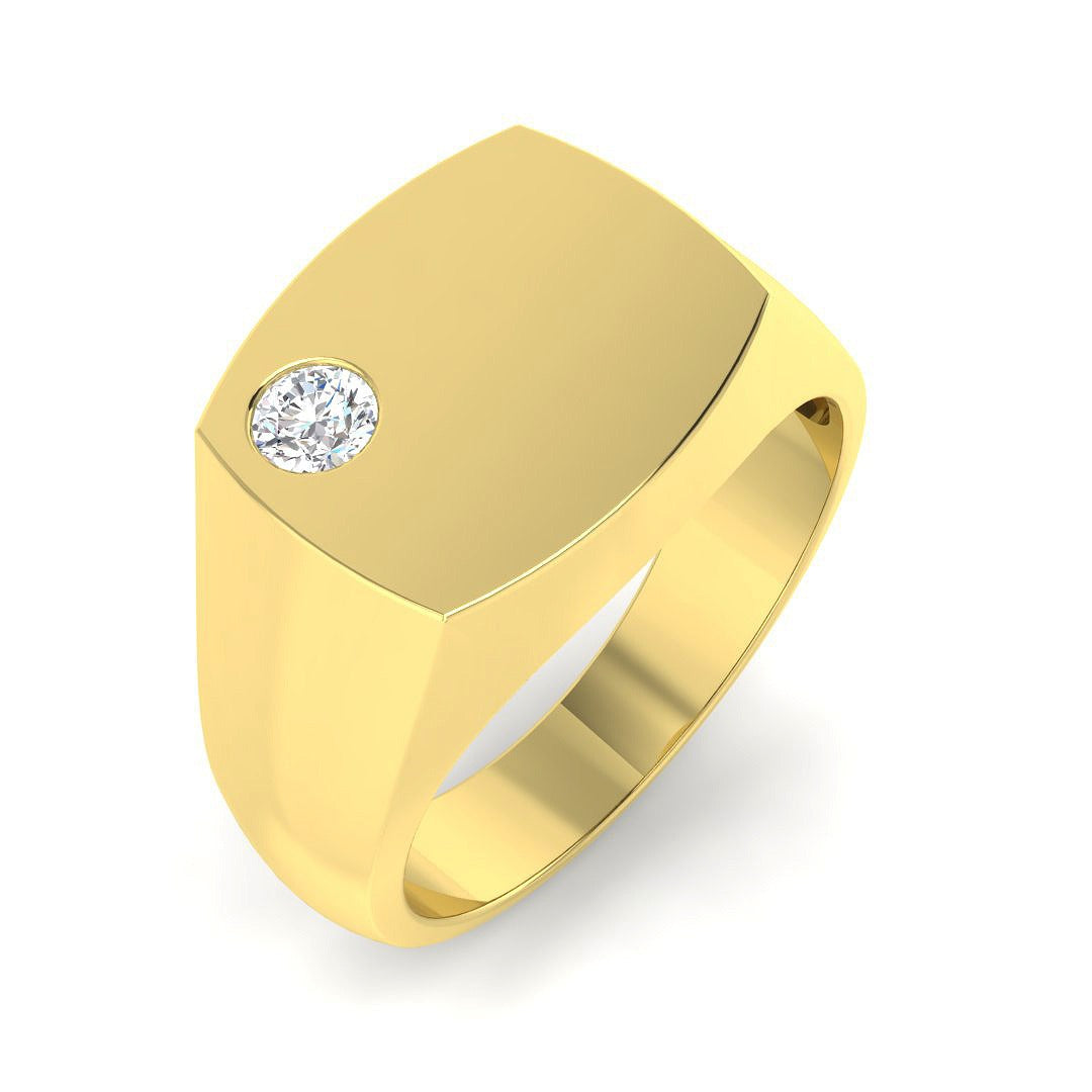 Luxury Diamond Signet Ring | 0.20ct | Hallmarked Gold & Platinum