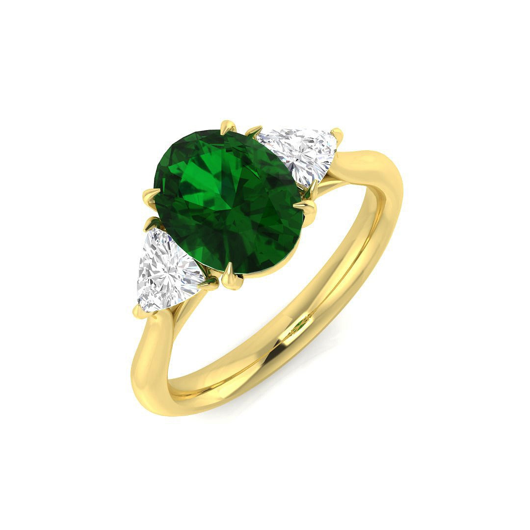 Luxury Emerald and Diamond Three Stone Ring