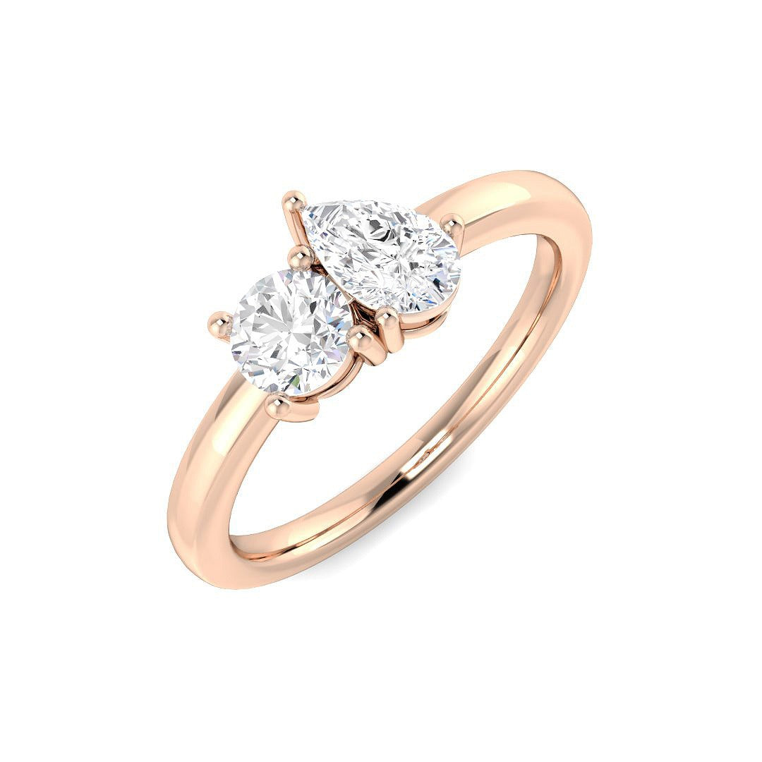 Diamond Hesmksey 2 Stone Ring | 0.75ct | Hallmarked Gold & Platinum