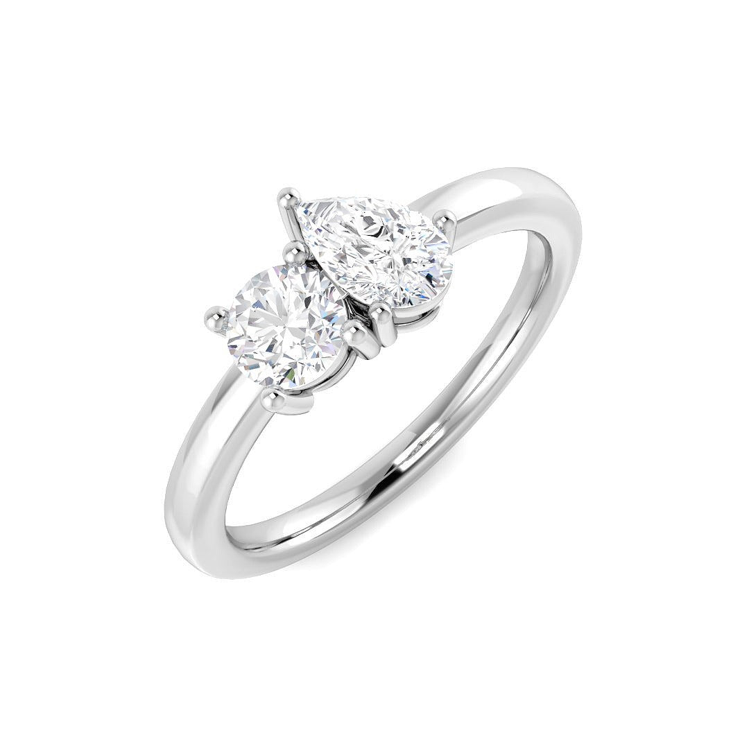 Diamond Hesmksey 2 Stone Ring | 0.75ct | Hallmarked Gold & Platinum