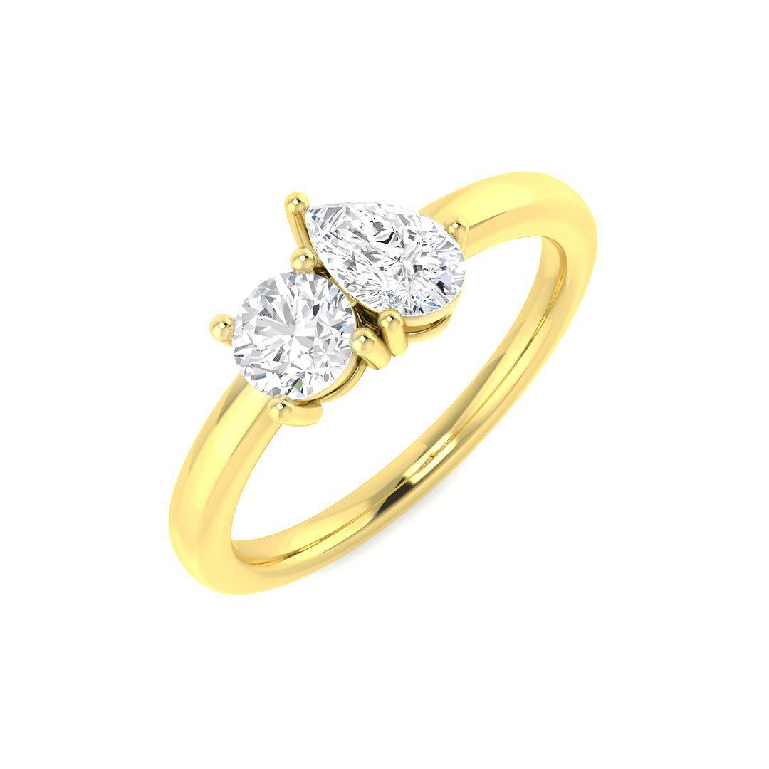 Diamond Hesmksey 2 Stone Ring | 0.75ct | Hallmarked Gold & Platinum